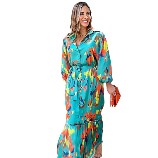Damen Maxikleid mit floralen Effekten und eleganter Passform EB