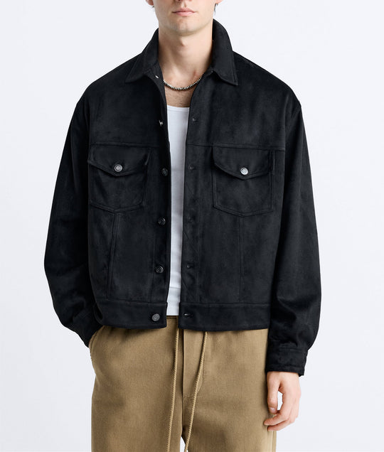 Herren lässige Wildlederjacke mit praktischen Brusttaschen und modernem Schnitt Hedi-Mode