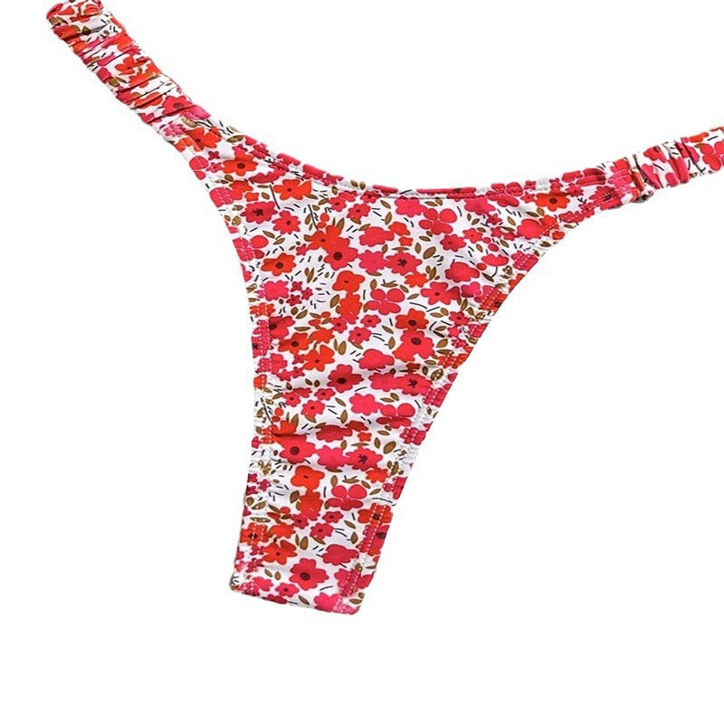 Damen Triangel-Bikini mit floralem Design und feinen Bindebändern EB
