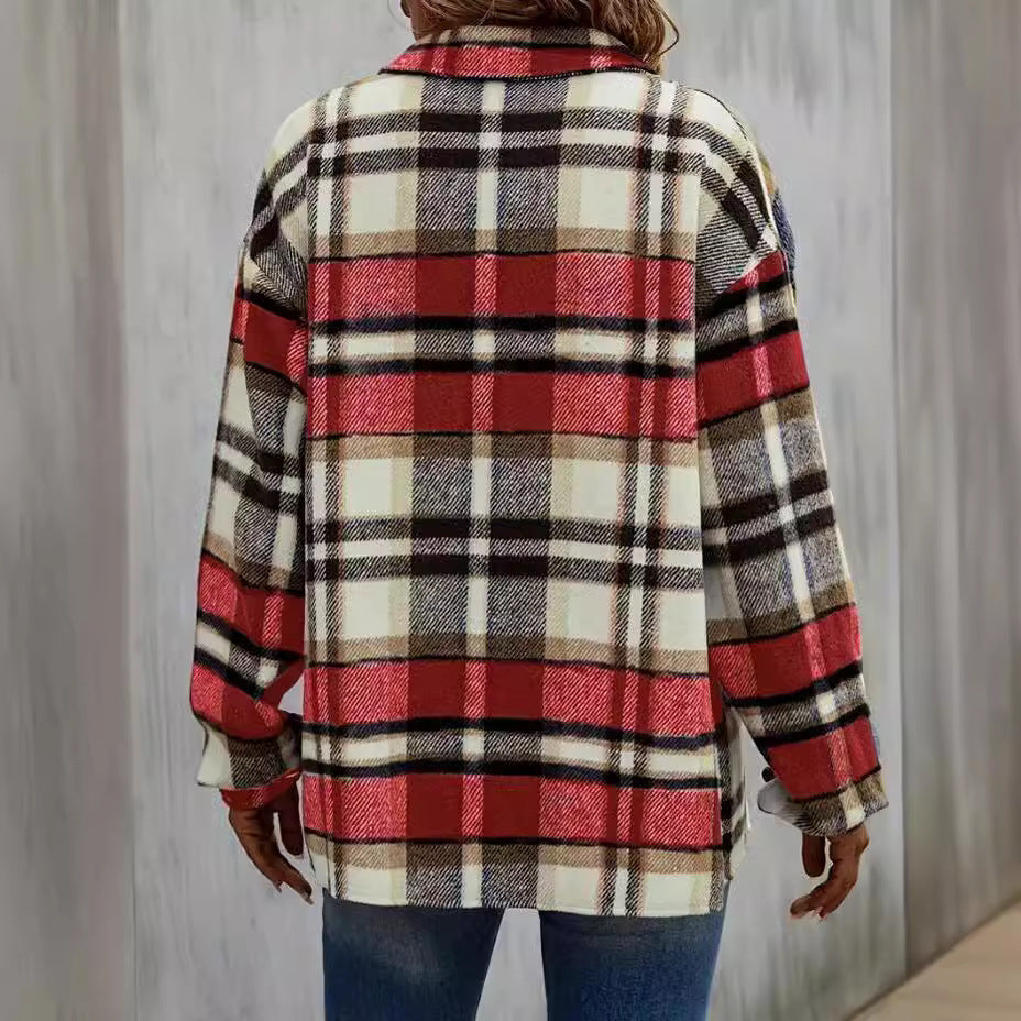 Damen lässige Karomuster Hemdjacke EB