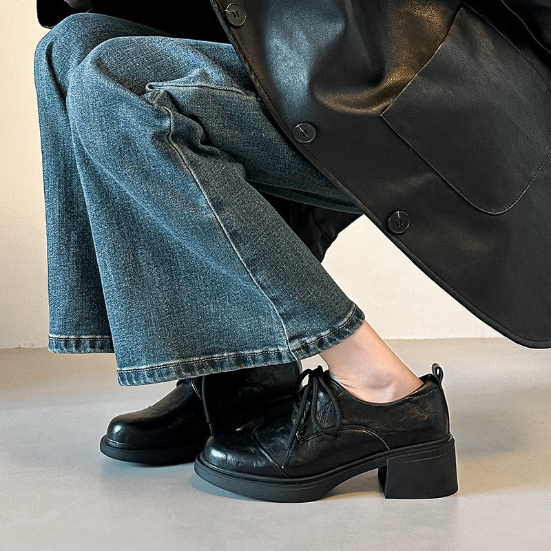 Damen Bequeme Schnürschuhe mit blockierendem Absatz EB