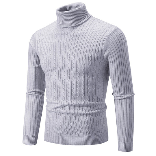 Herren Rollkragenpullover mit strukturiertem Zopfmuster EB