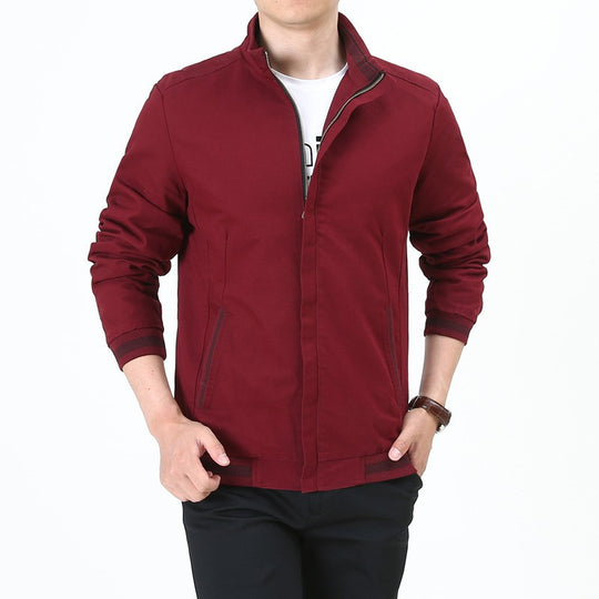 Herren nan taillierte Harrington-Jacke aus Baumwoll-Twill mit verdecktem Reißverschluss und gestreiften Bündchen EB