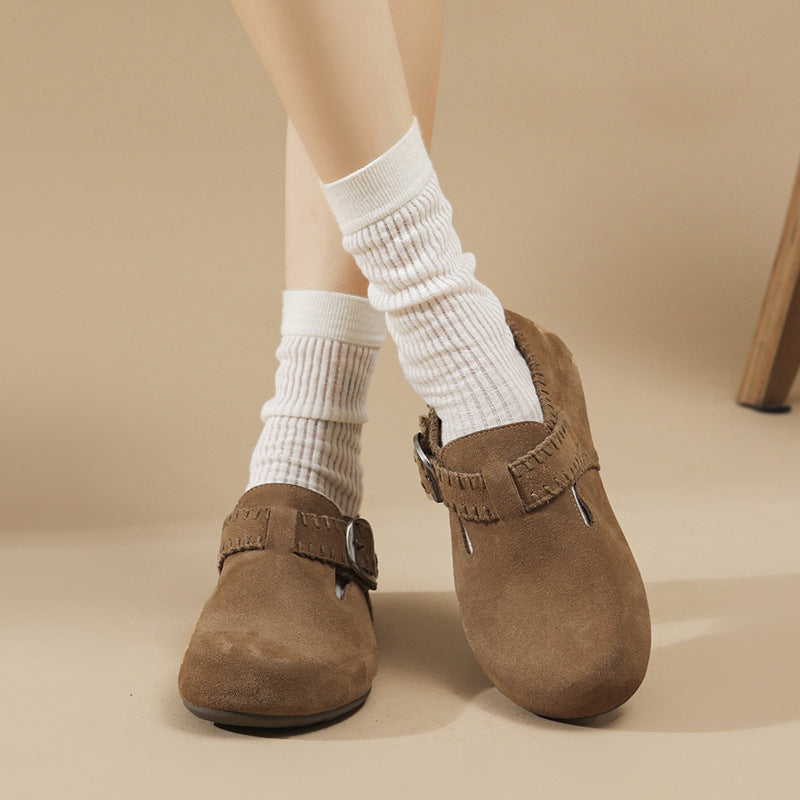 Damen Clogs aus weichem Wildleder mit verstellbarem Riemen EB