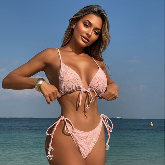 Damen Triangel-Bikini mit verspielten Schleifen EB