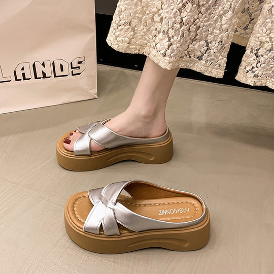Damen Plateau-Sandalen mit stilvollem Knotendesign und bequemem Fußbett EB