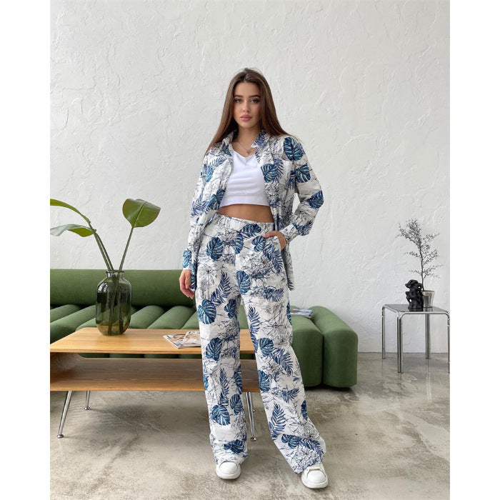 Damen lässiges Freizeit-Lounge-Set mit floralem Muster EB