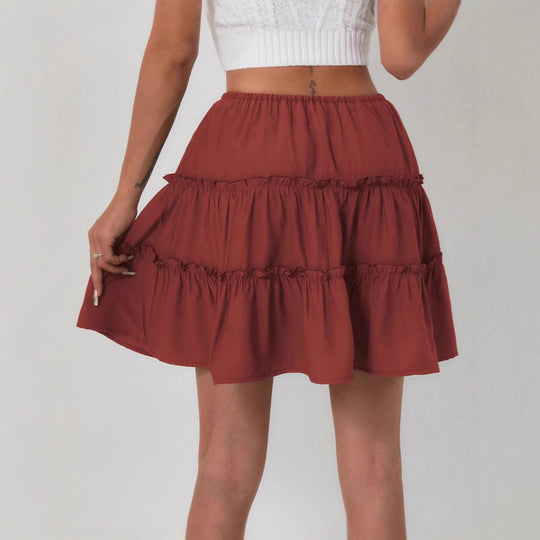 Damen Midirock mit voluminösen Rüschen EB