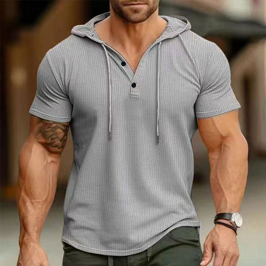 Herren Sweatshirt mit Kapuze und Kontrastknöpfen EB
