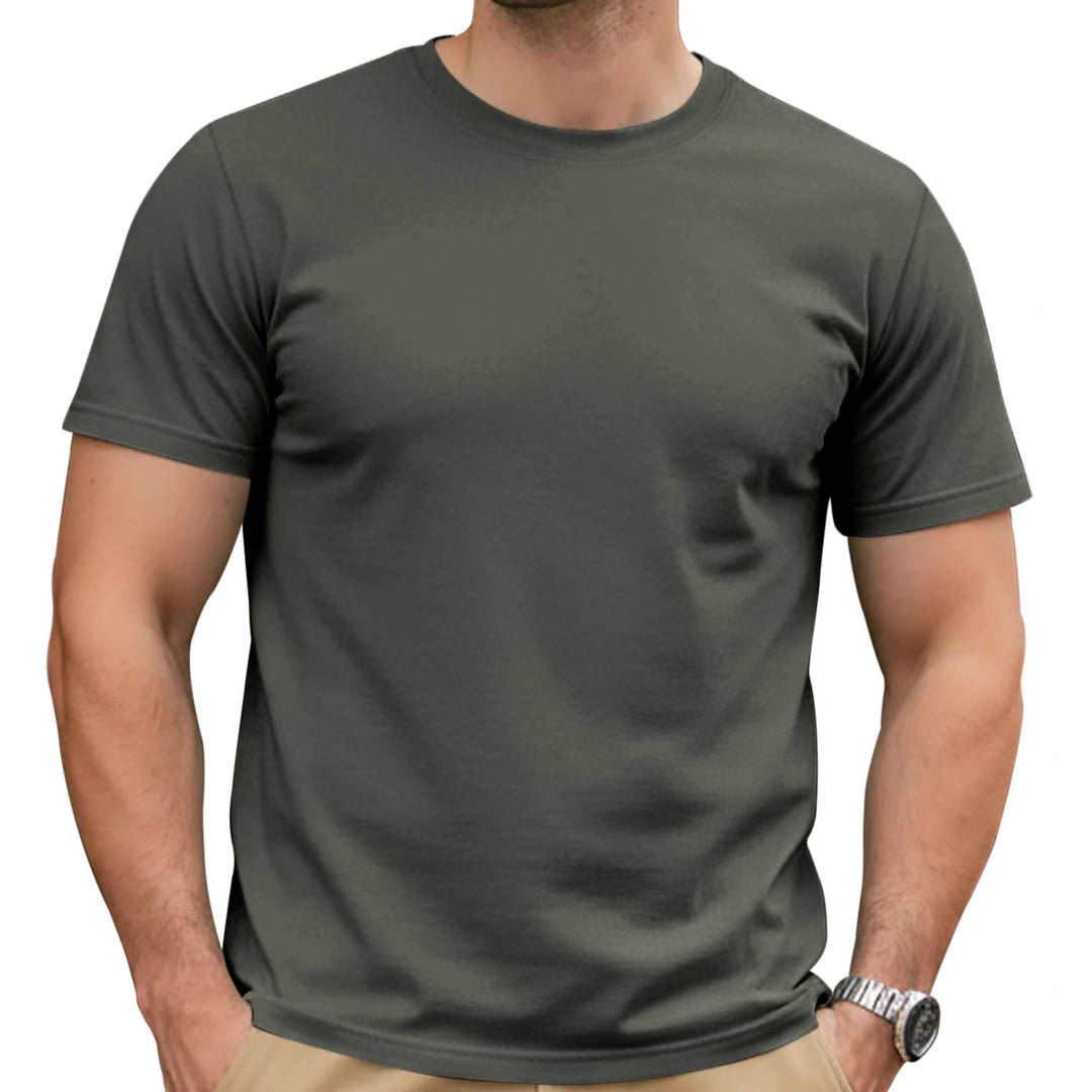 Herren nan Basic Kurzarm-T-Shirt aus hochwertigem Baumwollmix mit Rundhalsausschnitt, flachen Nähten und Regular Fit EB