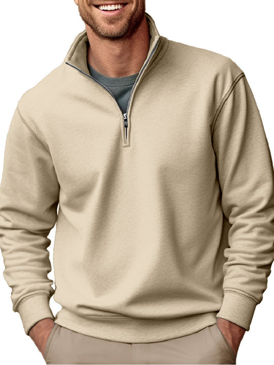 Herren nan Halbzip-Sweatshirt mit Stehkragen und weichem Fleece-Innenfutter EB