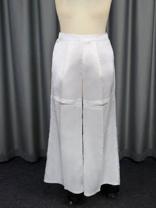 Damen Elegante weit geschnittene Satin-Hose EB
