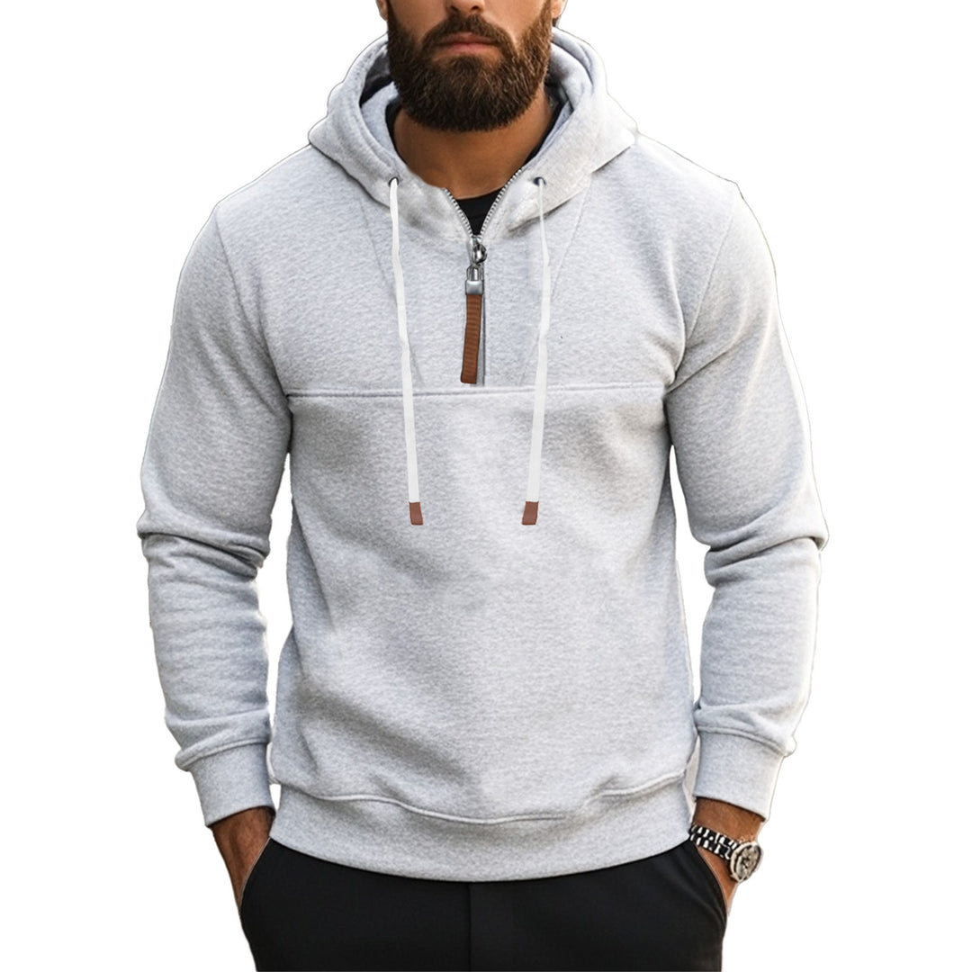 Herren Kapuzensweater mit halbem Reißverschluss und modernem Schnitt EB
