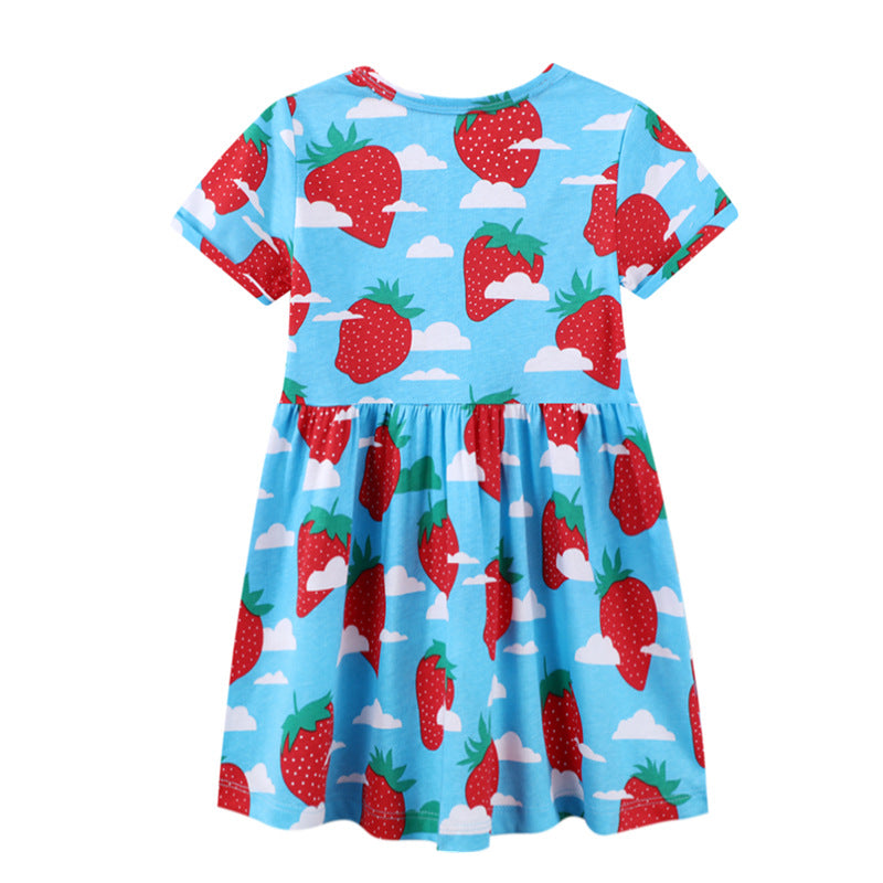 Mädchen Sommerkleid mit fröhlichem Erdbeer-Print EB