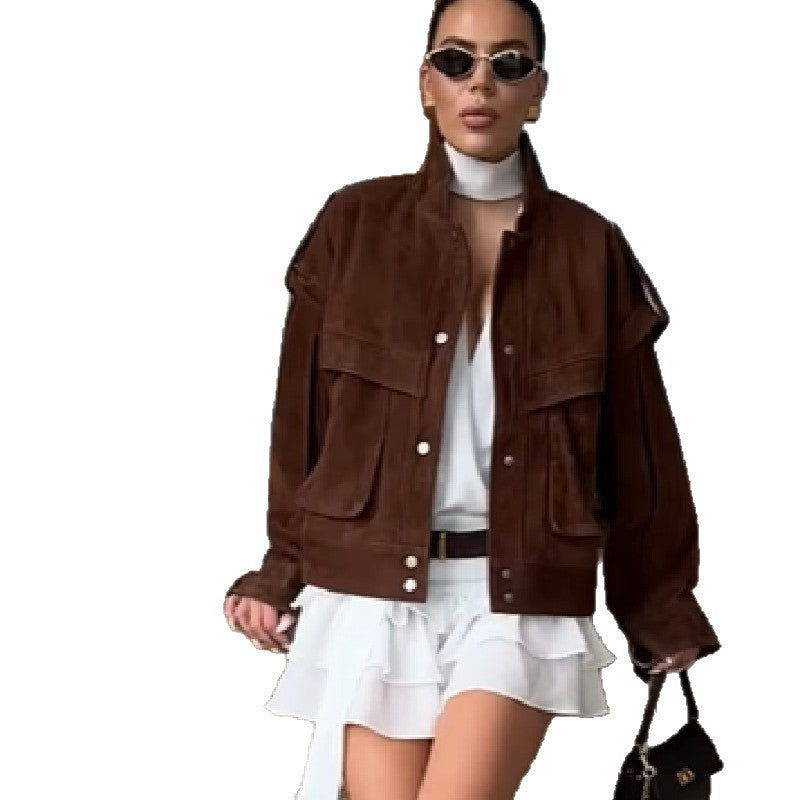 Damen Oversized Veloursjacke EB
