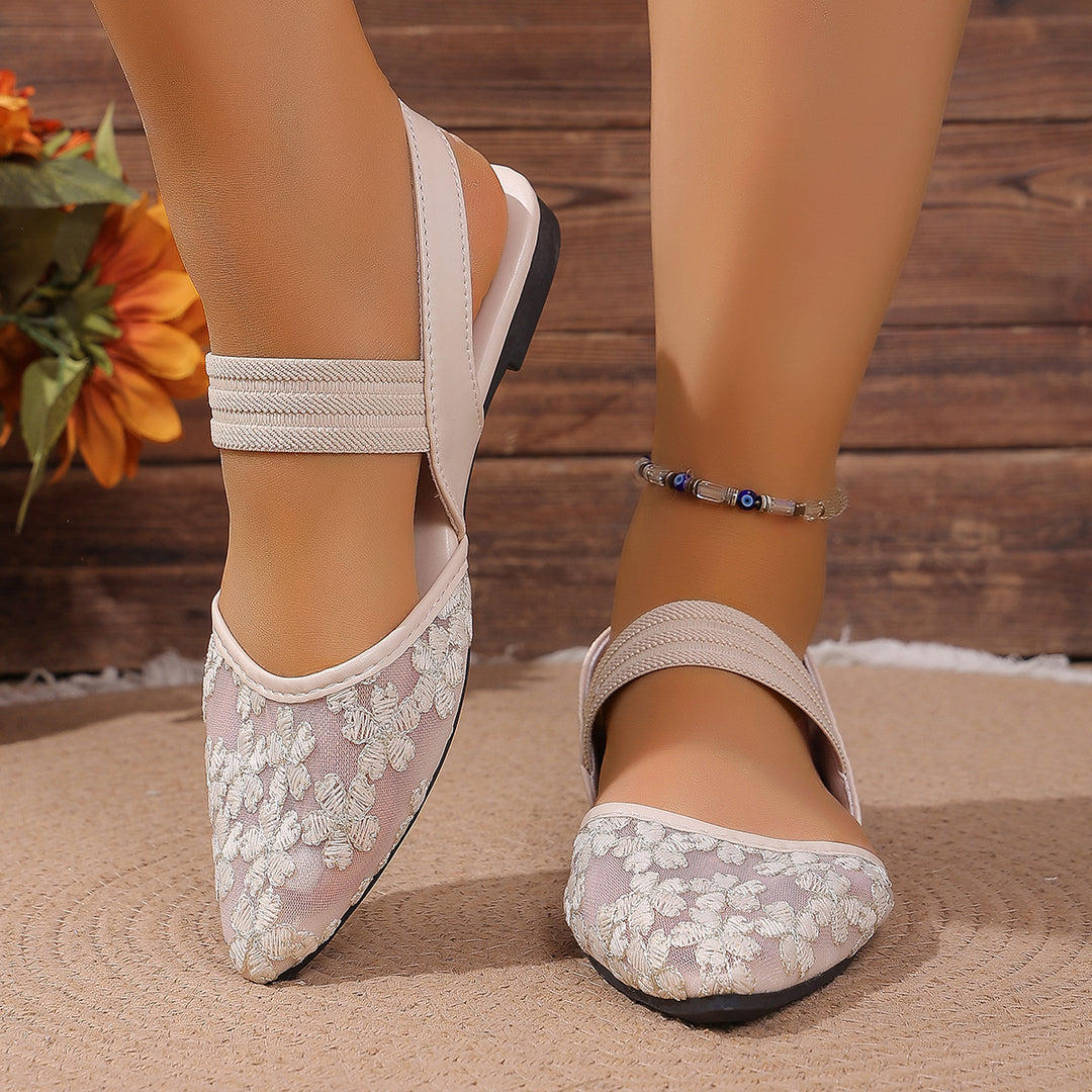 Damen Elegante und filigrane Ballerinas mit floralem Design EB