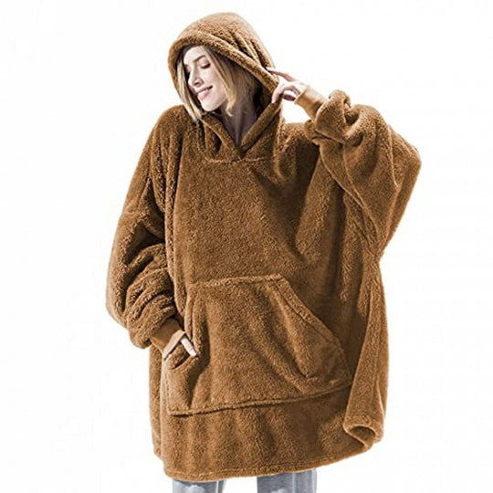 Damen Kuschelige Oversize-Hoodiejacke aus Fleece mit Kängurutasche EB