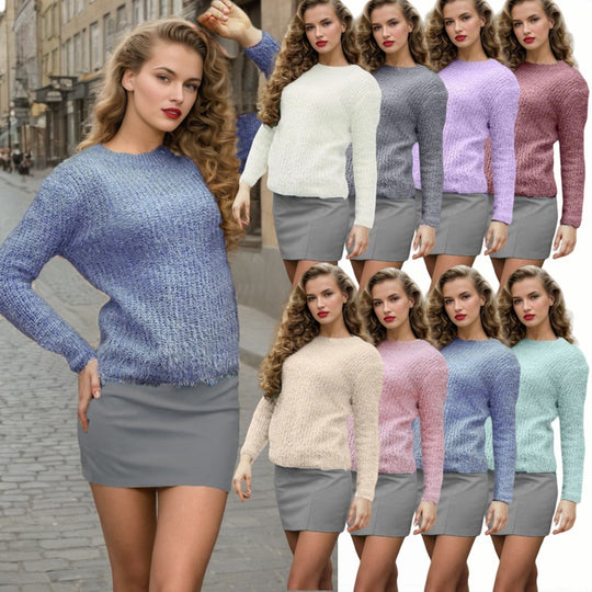 Damen lockerer Strickpullover mit modischer Textur und lässigem Schnitt EB