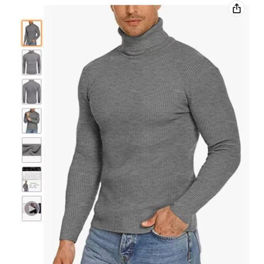Herren Stehkragen Pullover aus ribbeltem Strick EB