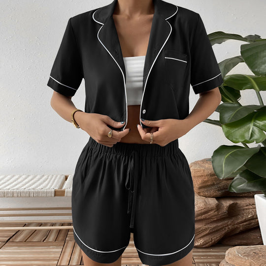 Damen lässiges Kurzarm Schlafanzug Set mit elastischem Bund EB