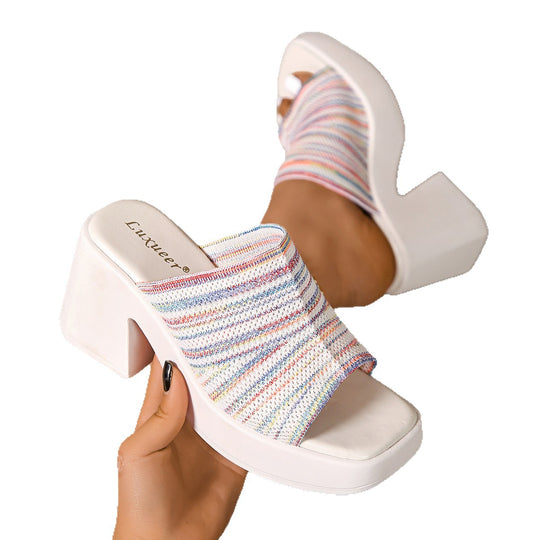 Damen Plateausandalen mit gepolsterter Sohle und modischem Punktedesign EB