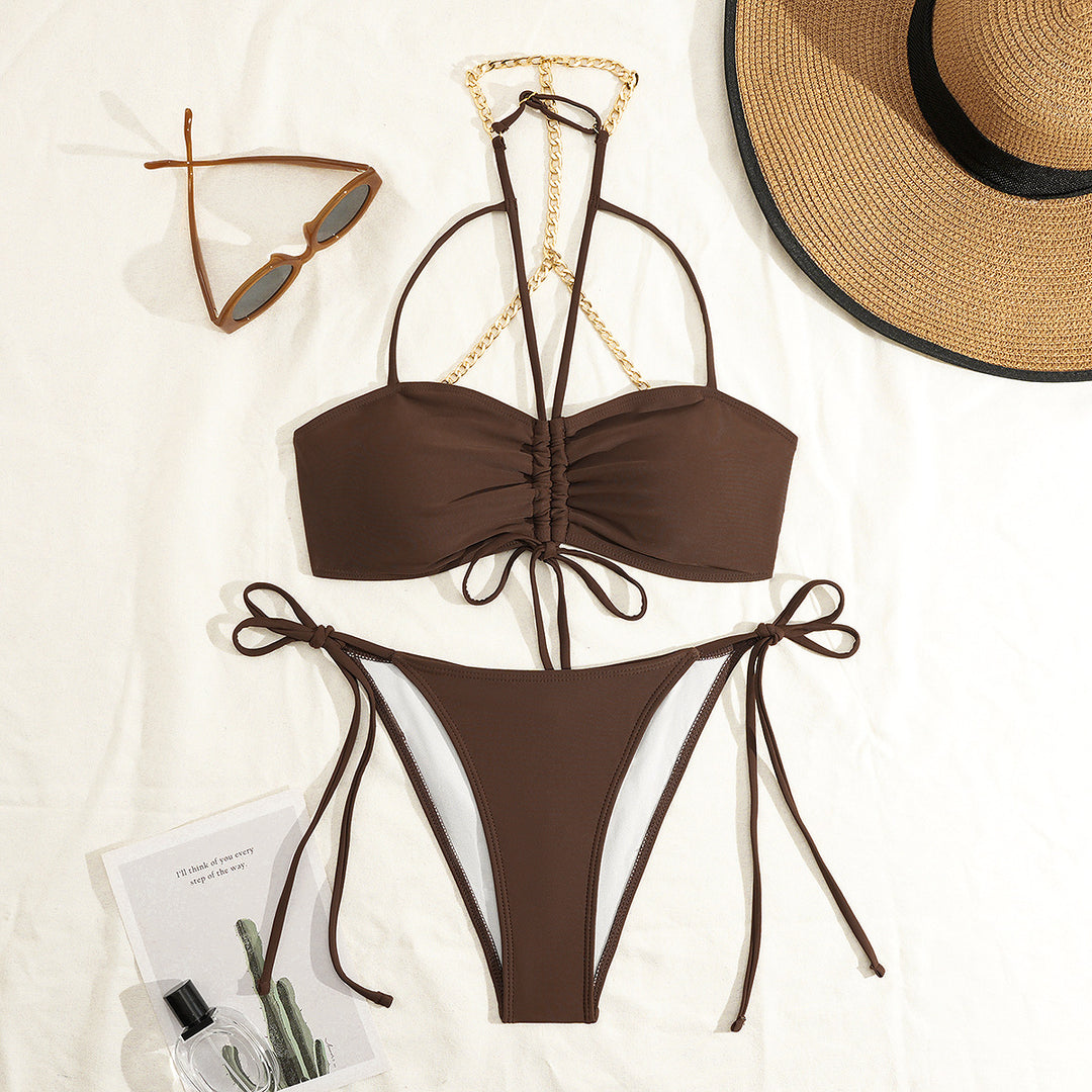 Damen Hochwertiger Bikiniset mit raffiniertem Ketten-Detail EB