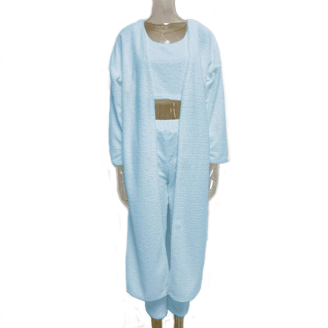 Damen Set aus weichem Strickoberteil und modischen Leggings EB