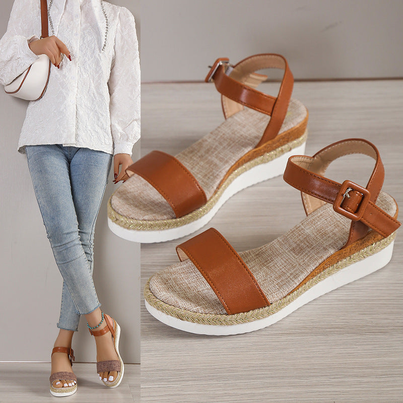 Damen Wedge-Sandalen mit verstellbarem Riemen und rutschfester Sohle EB