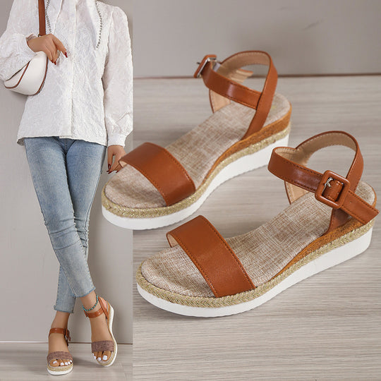 Damen Wedge-Sandalen mit verstellbarem Riemen und rutschfester Sohle EB