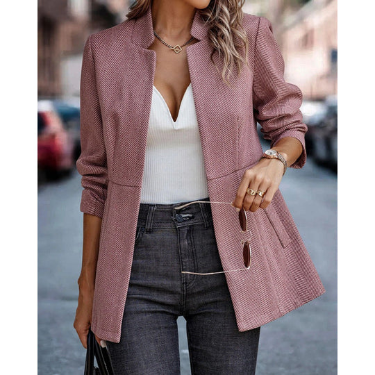 Damen Herringbone Blazer mit strukturiertem Schnitt EB