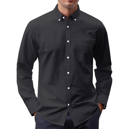 Herren nan Slim-Fit Oxford-Hemd mit Button-Down-Kragen, Brusttasche und elastischer Baumwollmischung EB