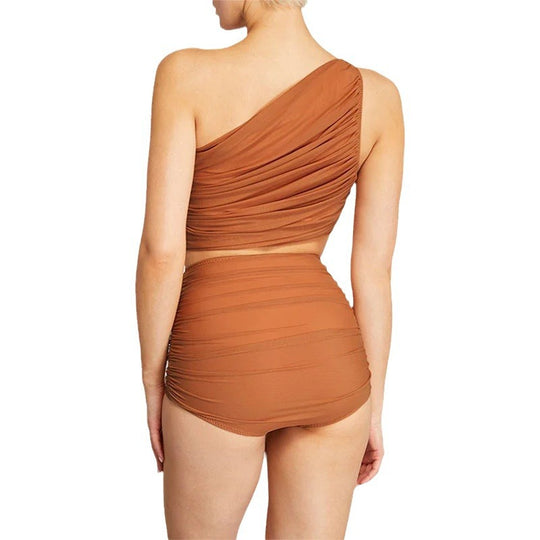 Damen Hochtaillierter Bikini mit asymmetrischem Oberteil und Wickelrock EB