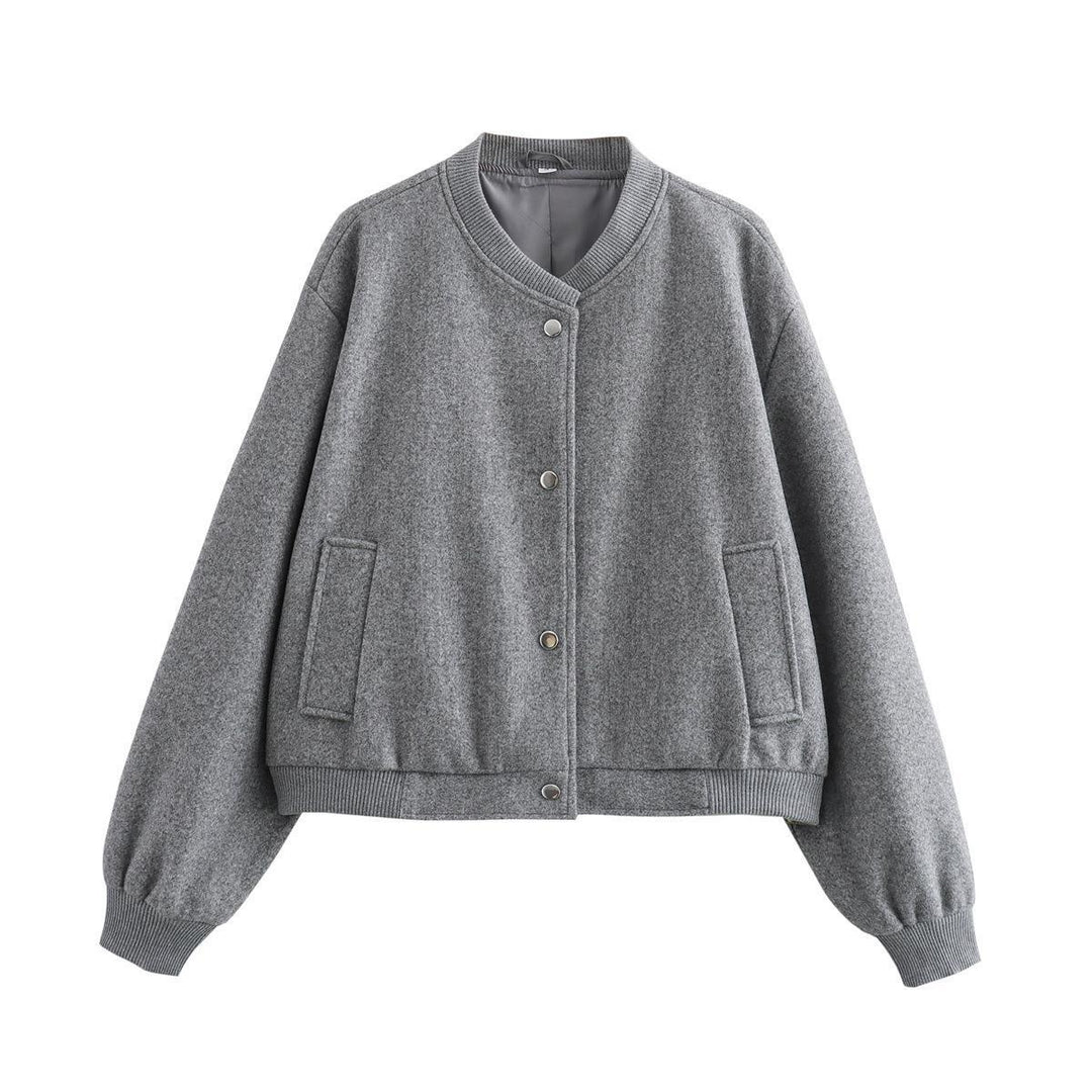 Damen sportliche Bomberjacke mit seitlichen Eingrifftaschen und elastischen Bündchen EB
