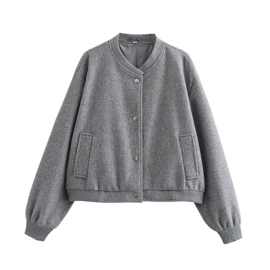 Damen sportliche Bomberjacke mit seitlichen Eingrifftaschen und elastischen Bündchen EB