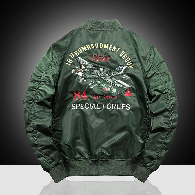 Herren Bomberblouson im Military-Patchstil mit Ärmel-Utilitytasche und geripptem Kragen EB