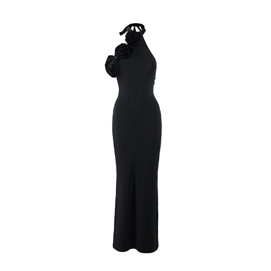 Damen Elegantes Abendkleid mit floralem Schulterdesign und figurbetontem Schnitt EB