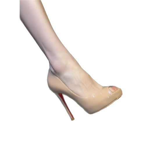 Damen offene Peep-Toe Pumps mit hohem Stilettoabsatz EB