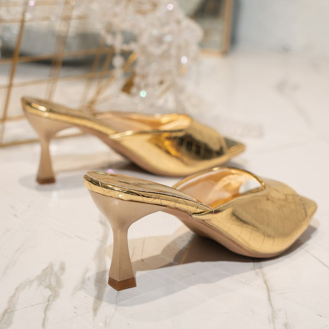 Damen Offene High Heels Sandaletten mit eleganter Lackoberfläche und schickem Blockabsatz EB