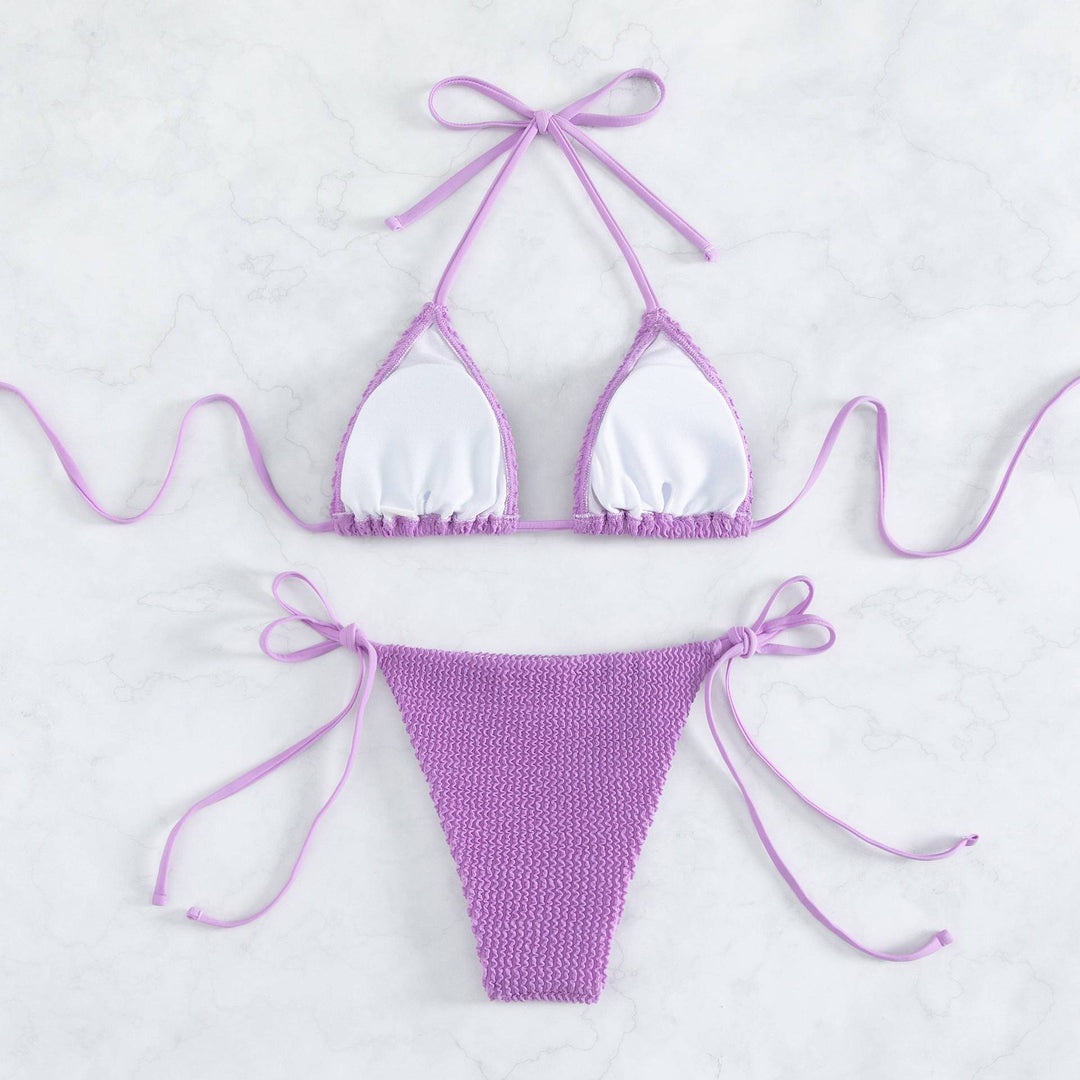 Damen Triangel-Bikini mit raffinierten Bindebändern und strukturiertem Stoff EB