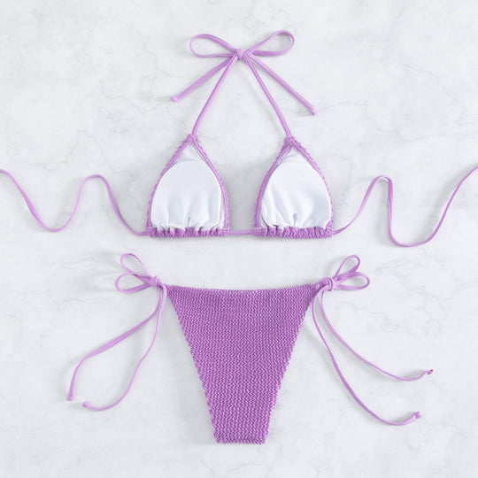 Damen Triangel-Bikini mit raffinierten Bindebändern und strukturiertem Stoff EB