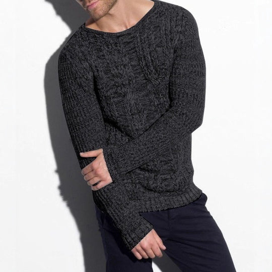 Herren Grobstrickpullover mit strukturiertem Zopfdesign und lässigem Rundhalsausschnitt EB