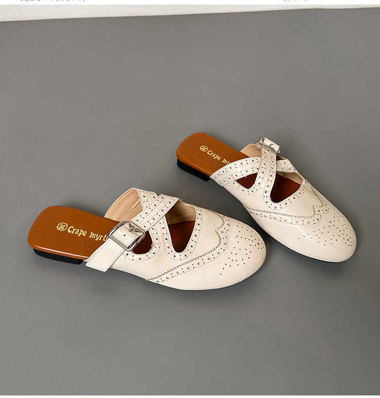 Damen modische Slipper mit elegantem Riemchen EB