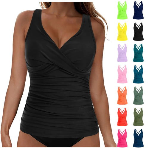 Damen Tankini-Oberteil mit raffiniertem Wickeldesign EB