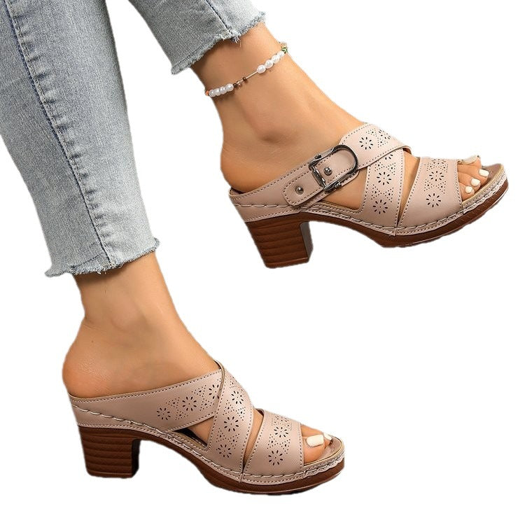 Damen Komfortable Wedge-Sandalen mit verstellbarem Riemendesign EB