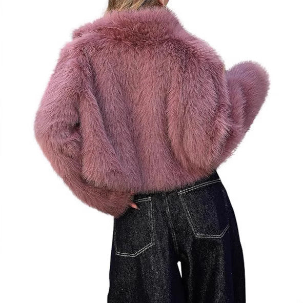 Damen elegante Kunstpelzjacke mit voluminösem Schnitt EB