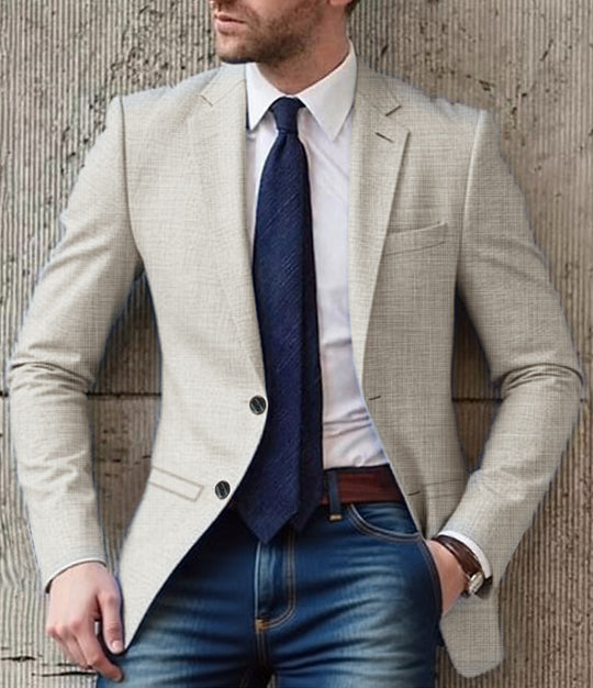 Herren eleganter und strukturierter Blazer mit modischen Details EB