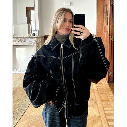 Damen Übergroße Fake Bomberjacke EB