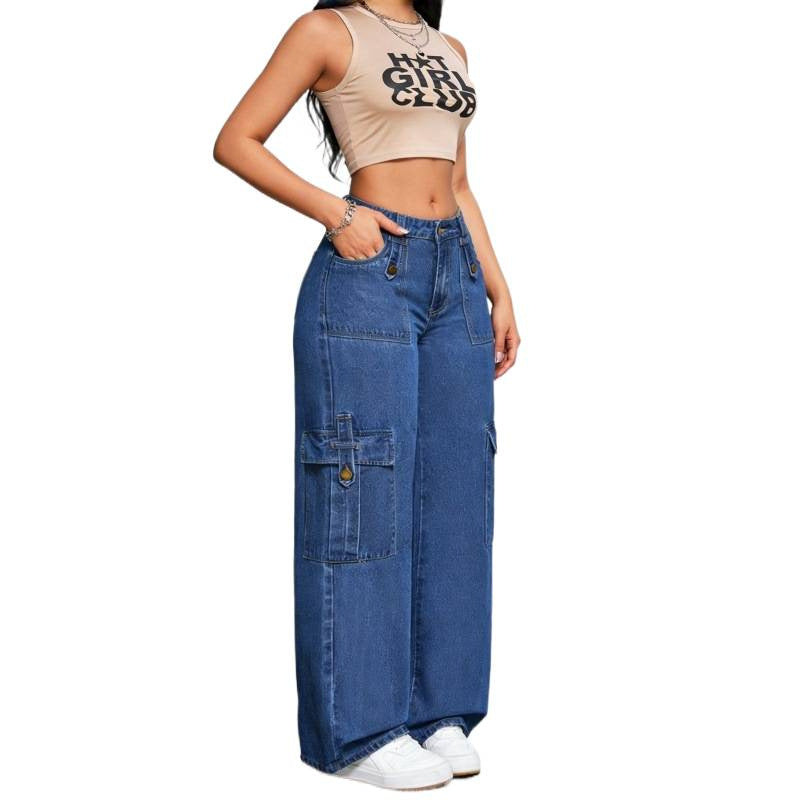 Damen Cargo-Jeans im lässigen Oversized-Schnitt mit praktischen Seitentaschen EB