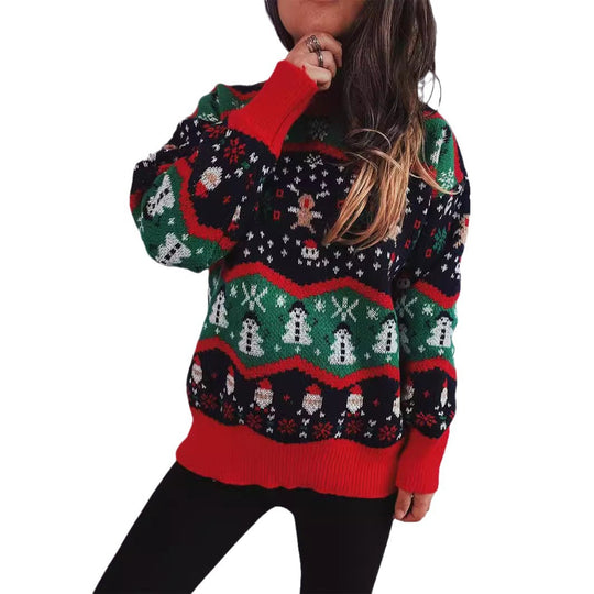 Damen Weihnachts-Pullover mit festlichem Design und verspielten Motiven EB