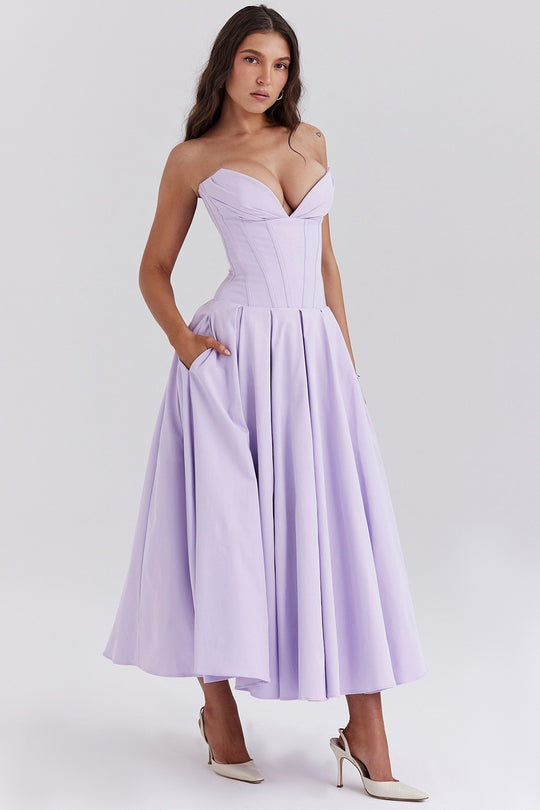 Damen Abendkleid mit elegantem Herzausschnitt und ausgestelltem Rock Heidi-Mode